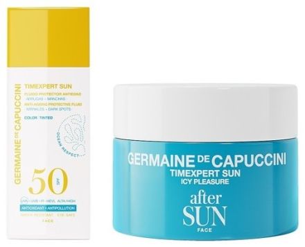 Germaine de Capuccini Timexpert Sun Set - Tónující emulze anti-aging SPF50 50 ml + Regenerační pleťový krém po opalování 50 ml Dárková sada