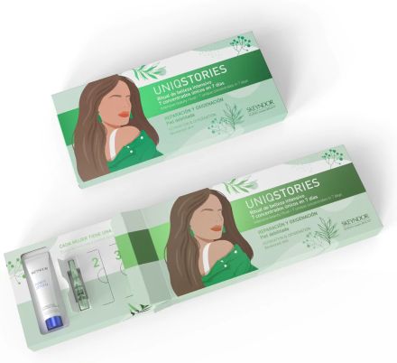 Skeyndor Uniqstories Reparation & Oxygenation Set - Emulze Power Oxygen 15 ml + Uniq Cure ampule 7x2 ml Dárková sada