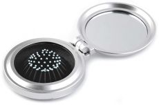 Skládací kartáč na vlasy se zrcátkem metal růžová 1ks