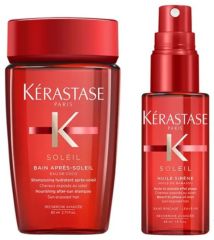 Kérastase Soleil Summer Set - Ochranný šampon 250ml + Regenerační maska 200ml + Ochranný fluid 125ml + Ochranná mlha 125ml + Plážová taška Dárková sada
