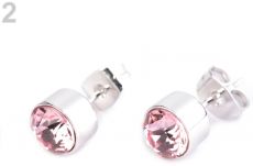 Rhodiované náušnice s broušeným kamenem 2ks