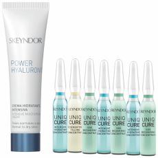 Skeyndor Uniqstories Moisturization & Nutrition Set - Krém Power hyaluronic 15 ml + ampule Uniq Cure 7x2 ml Dárková sada