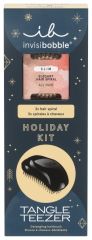 Invisibobble Classic Beauty Set - Gumička do vlasů slim 3 ks Zlaté + kartáč na vlasy Tangle Teezer Černý Dárková sada