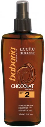 Babaria Sun Aceite Bronceador Tanninig Oil Chocolat - Suchý olej na opalování s čokoládovým aroma SPF2 200ml + Mléko po opalování Aloe Vera 150ml zdarma
