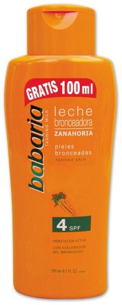 Babaria Sun Leche Bronceador Tanning Milk - Opalovací mléko s výtažkem z mrkve SPF4 300ml