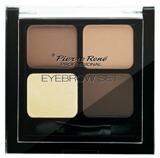 Pierre René Eyebrow Set Professional - Set na obočí s dvoustranným aplikátorem, 3 stíny+fixační závěrečný vosk 01 4,5g