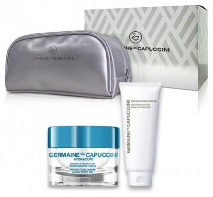 Germaine de Capuccini Hydracure Happy New Year Sada - Krém pro normální pleť 50 ml + Peeling 100ml + Neceser Dárková sada