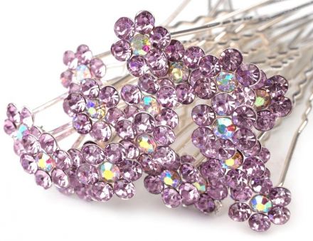 Štrasová vlásenka - Květinka amethyst 1ks