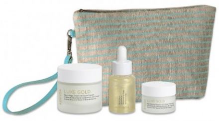 Ainhoa Luxe Gold Letní Set - Denní a noční krém 50ml + Pleťové sérum 30ml + Oční esence 15 ml Neceser Dárková sada
