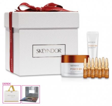 Skeyndor Power C+ Vánoční sada suchá pleť - Krém suchá pleť 50ml + Oční krém 15ml + Koncentrát vitaminu C 7x1ml + Paleta očních stínů 98ks x 1g Dárková sada