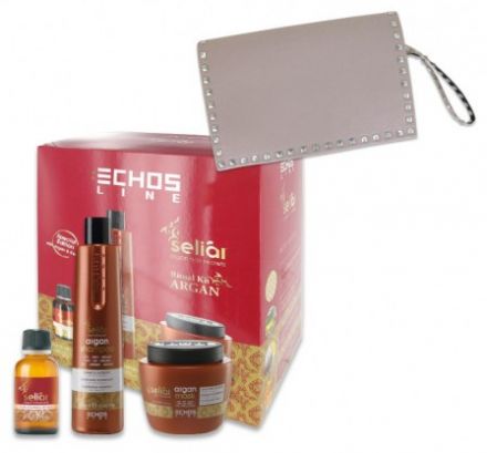 Echosline Argan Letní sada 2018 - Šampon 350 ml + Maska 500 ml + Fluid 30 ml + Neceser Dárková sada
