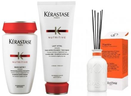 Kerastase Nutritive Set - Hydratační šampon Satin1 250 ml + Hydratační péče 200 ml + Interierová vůně 200 ml Dárková sada