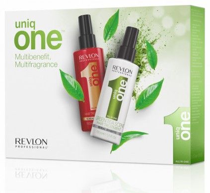 Revlon Uniq One Duo Green Tea - Neoplachovací péče klasic 150 ml + neoplachovací péče Green tea 150 ml Dárková sada