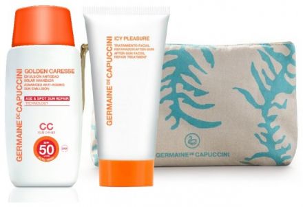 Germaine de Capuccini Golden Caresse Solar Set - CC krém s globálním účinkem proti stárnutí SPF50 50 ml + Krém po opalování 50 ml Dárková sada