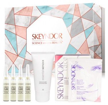 Skeyndor Essential Revitalizační Set č.2 - Peeling 50 ml + koncentrát pro zhutnění 4x2ml + alginátová maska s Q10 2 ks Dárková sada