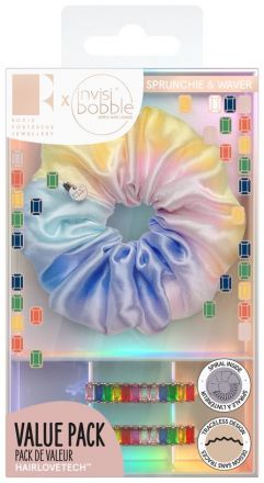 Invisibobble Rosie Fortescue Set Rainbro Kit - Sprunchie Gumička do vlasů + Waver sponka do vlasů 2 ks Dárková sada