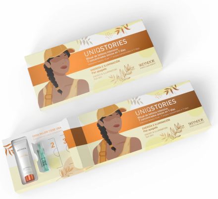 Skeyndor Uniqstories Energy & Illumination Set - Krém Power C+ 15 ml + Ampule Unic Cure 7x2 ml Dárková sada