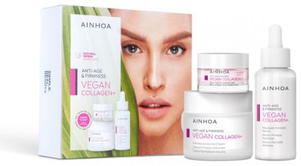 Ainhoa Vegan Collagen+ Set - Zpevňující krém 50 ml + Zpevňující sérum 50 ml + Zpevňující maska na spaní 15 ml Dárková sada