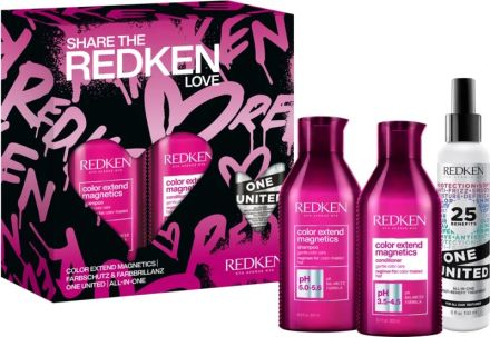 Redken Color Extend Magnetics Vánoční Sada - Šampon 300 ml + kondicionér 300 ml sprej One United 150 ml Dárková sada