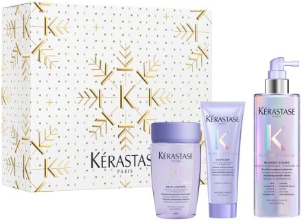 Kérastase Blond Absolu Vánoční Set 26 - Šampon Lumiére 80 ml + péče 75 ml + hydratační superochrana pro zesvětlené vlasy 190 ml Dárková sada
