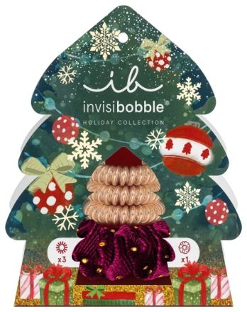 Invisibobble SET Holidays Good Things Come in Trees - Gumička original 3 ks + sprunchie 1 ks Dárková sada