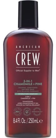American Crew 3v1 Chamomile + Pine - Šampon, kondicionér a tělový gel 250 ml