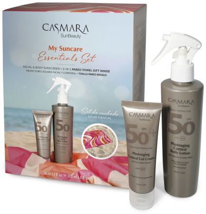 Casmara SunBeauty Essentials Set - Gel-krém SPF 50+ 50 ml + opalovací tělové mléko SPF 50 200 ml Dárková sada