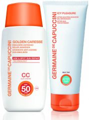 Germaine de Capucciny Golden Caresse Solar Set II - CC Krém SPF50 50 ml + Emulze po opalování 50 ml Dárková sada