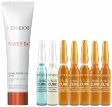 Skeyndor Uniqstories Energy & Illumination Set - Krém Power C+ 15 ml + Ampule Unic Cure 7x2 ml Dárková sada